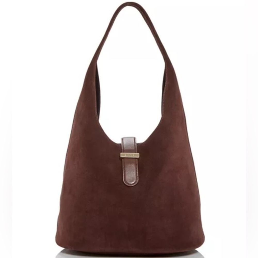 SIMKHAI Khai Suede Hobo Shoulder Bag in Cacao - Picture 1 of 17